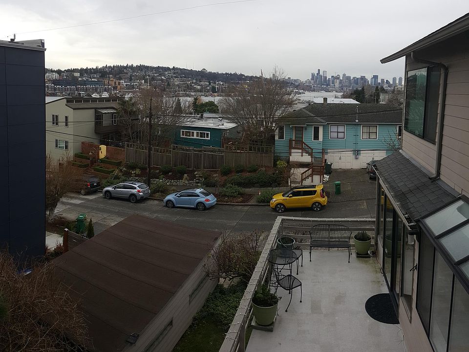 View from upper deck balcony off of kitchen and living and d
