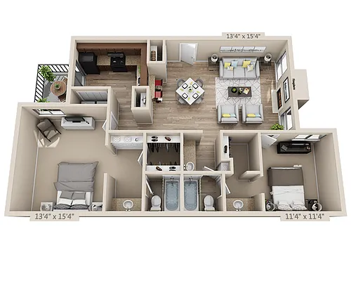 Floor plan Two Bedroom B2.3CW