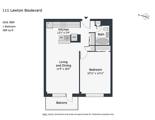 Floor plan 1 Bedroom - unit 504