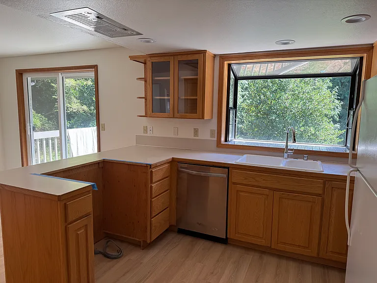 Kitchen with garden window (stove coming)