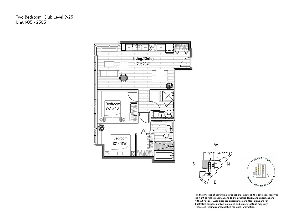 Floor plan 2 Bedroom 2 Bathroom