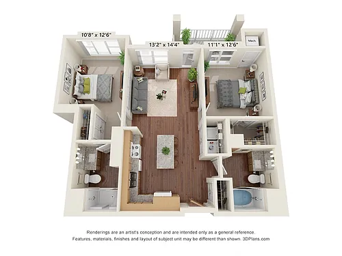 Floor plan Two Bedroom 2A