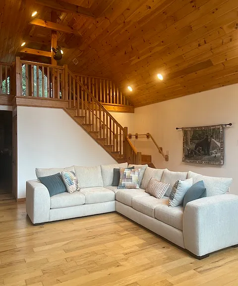 New super comfy sectional couch in great room.