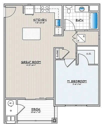 Floor plan 1 Bedroom 1 Bathroom Jr