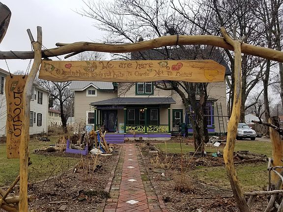 Brick walkway to front door