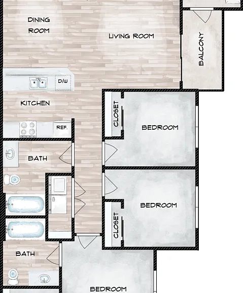 D1 3x2 Floorplan Diagram