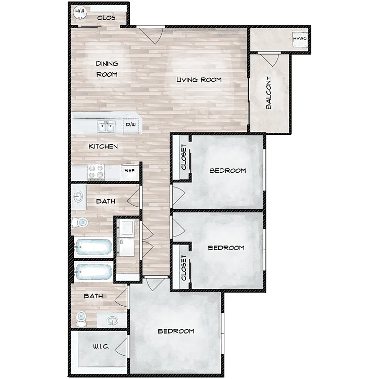 Floor plan D1 3X2