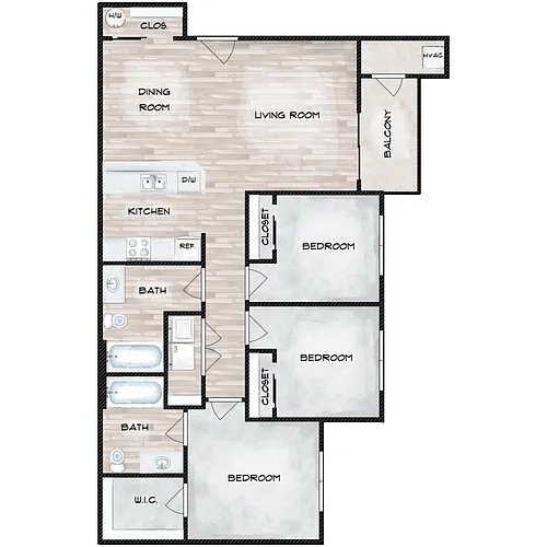 Floor plan D1 3X2