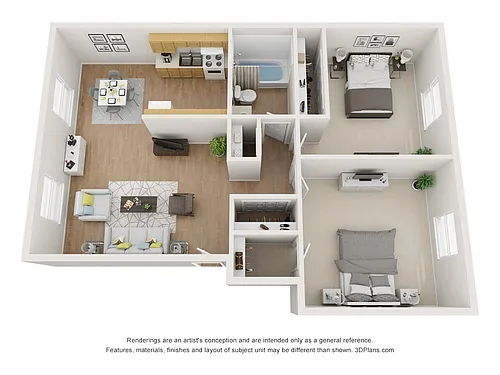 Floor plan 2 Bedroom 1 Bathroom