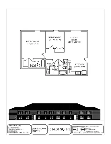 Floor plan Two Bedroom Two Bath Apartment