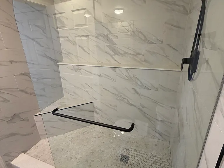 New walk in shower with bench