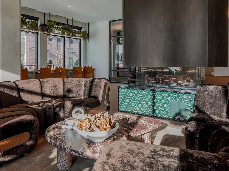 Fireplace Lounge at The Hallon II apartments in Hopkins, MN