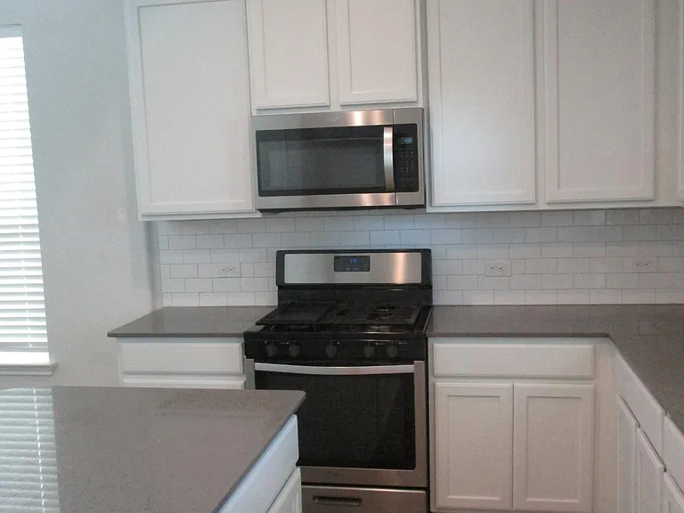 gas range and microwave