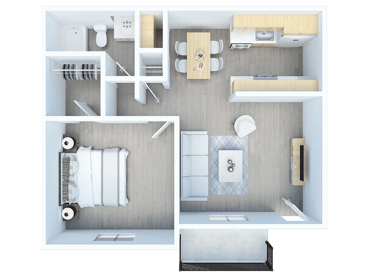 Floor plan One Bed One Bath