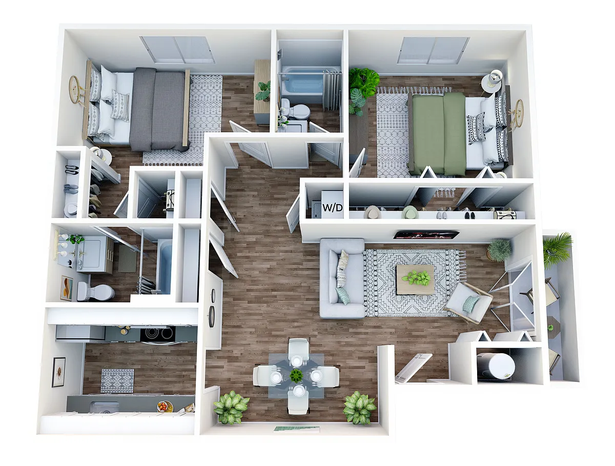 Floor plan Two Bed Two Bath Renovated