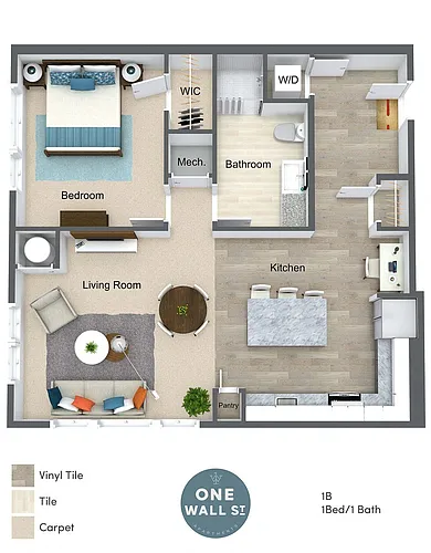 Floor plan One Bed One Bath