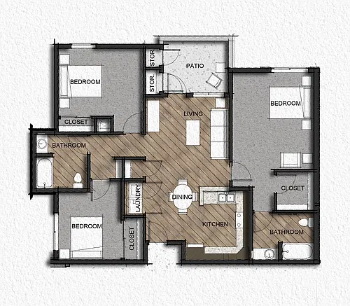 Floor plan Three Bedroom