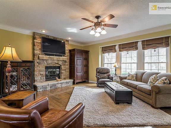 Upgraded stone fireplace