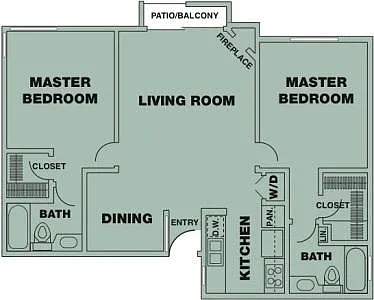 Floor plan 2 Bedroom/ 2 Bath