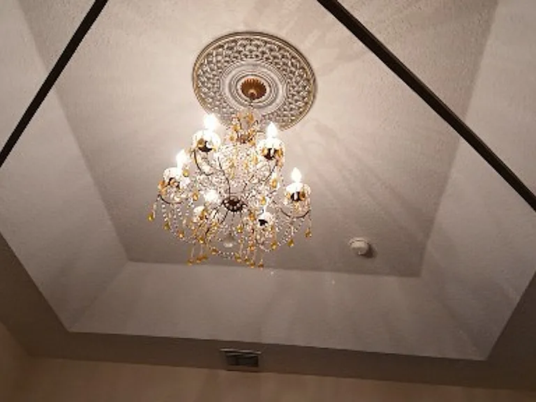Master Bedrm Chandelier and tray ceiling