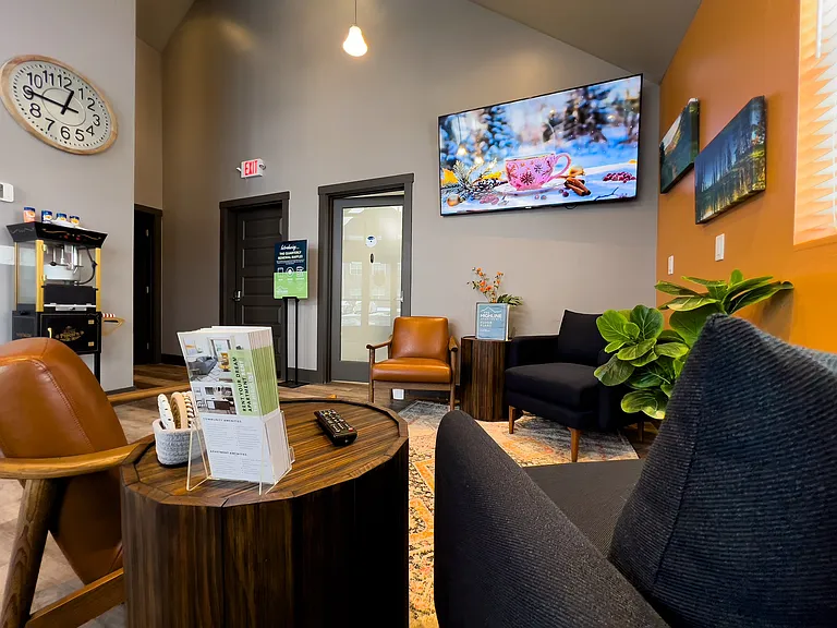 Recently renovated clubhouse with large TV