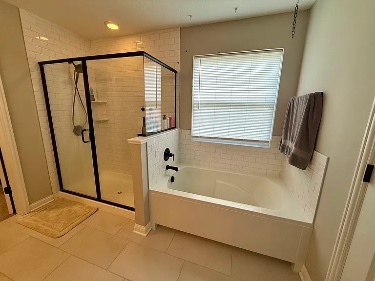 Large stand up shower and soaking tub