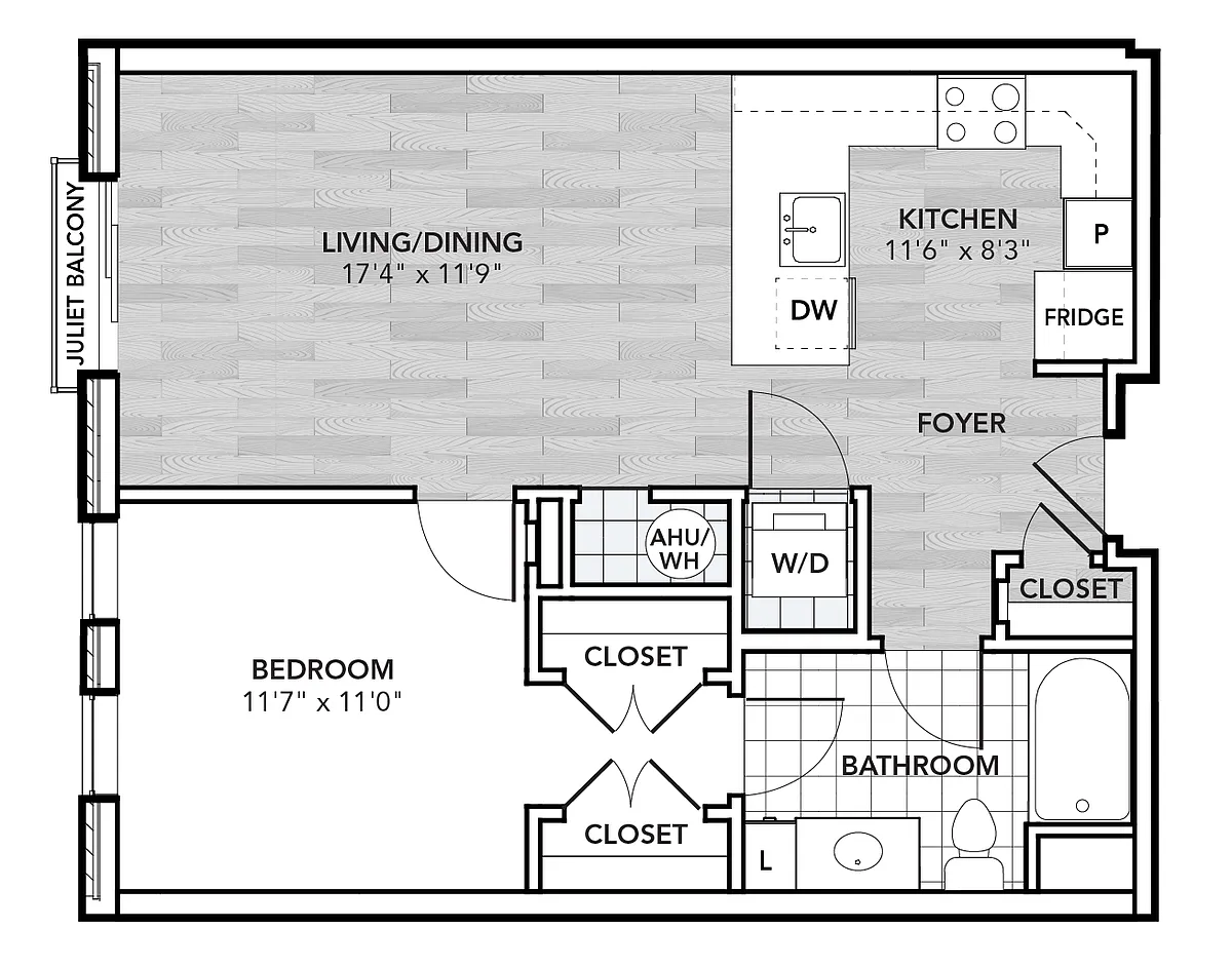 Floor plan 1 Bed 1 Bath