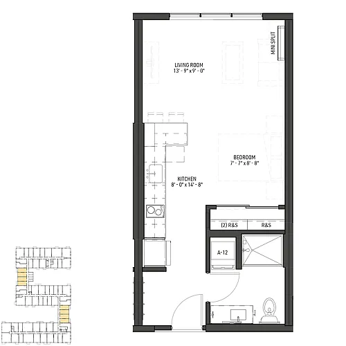 Floor plan Nicollet - S2 60% AMI