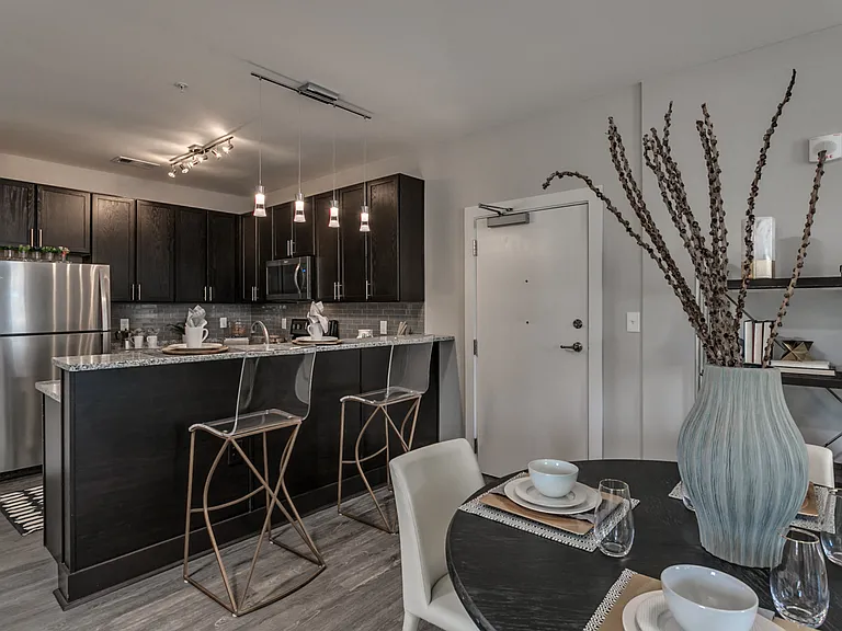 Modern Kitchen with Wood Floors & Stainless Steel Appliances