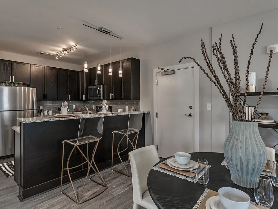 Modern Kitchen with Wood Floors & Stainless Steel Appliances