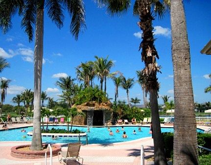 Resort Pool with Waterfall and Whirlpool Spa