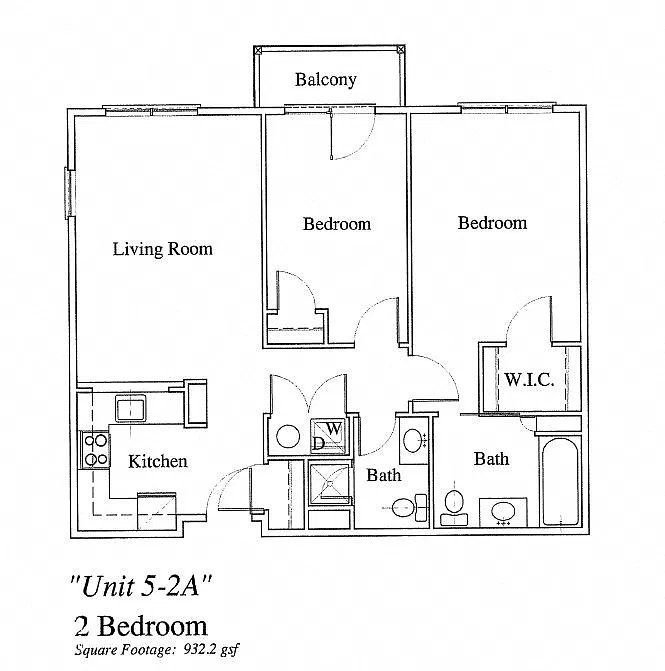 Floor plan 2 Bedroom, 2 Bath