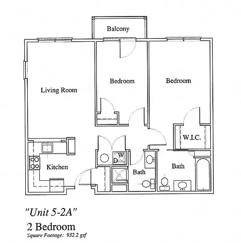 Floor plan 2 Bedroom, 2 Bath
