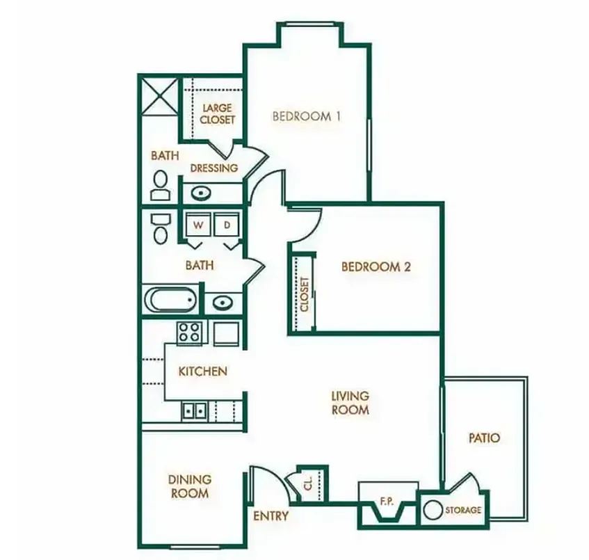 Floor plan Two Bedroom Two Bathroom