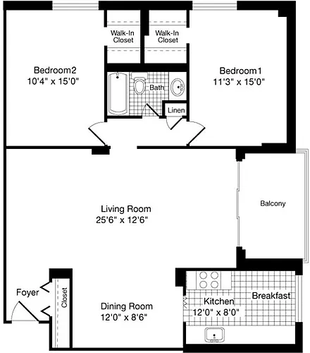 Floor plan 2 Bedrooms A
