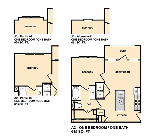Floor plan A2 - 1 Bedroom