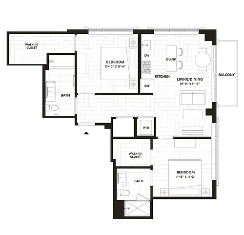 Floor plan 2 Bed/2 Bath-B1
