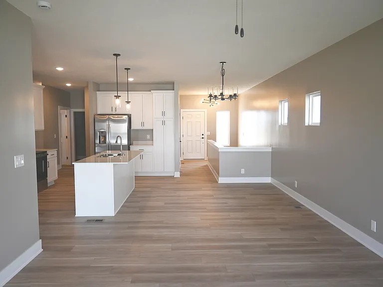 Open concept kitchen and living room.