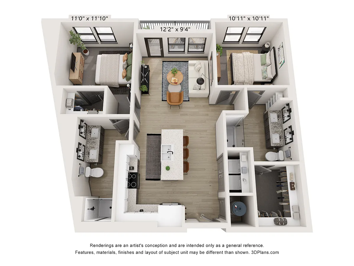Floor plan B1 (2 Bedroom)