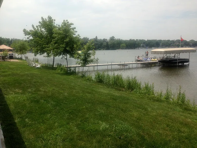 Lake facing back yard