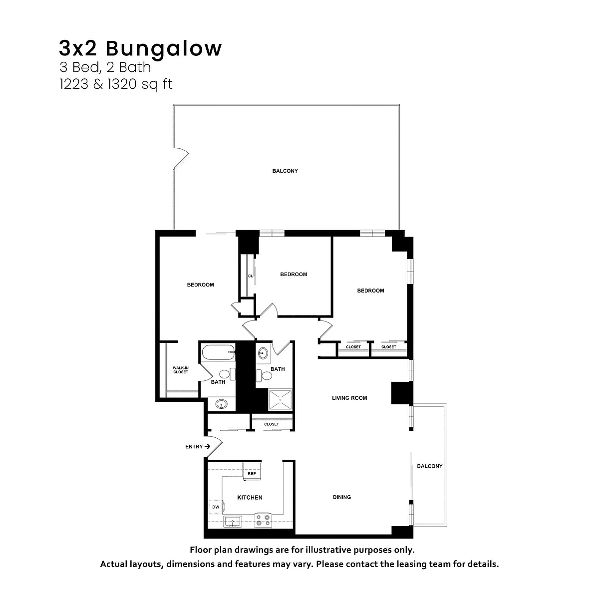 Floor plan 3x2 Bungalow