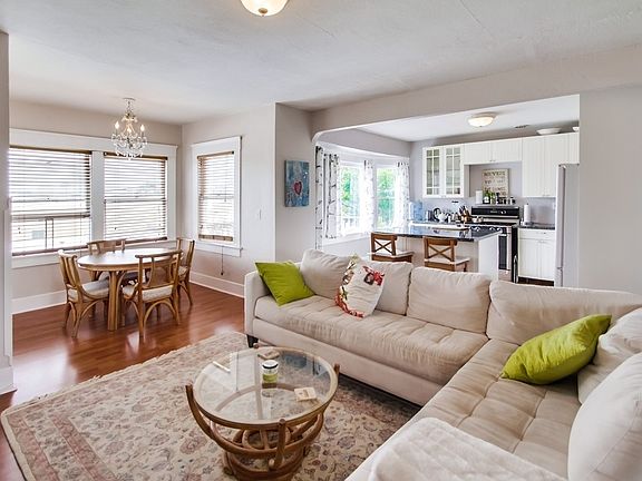 Decorated living room/dining room/kitchen