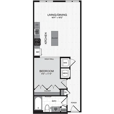 Floor plan 1B w/ Balcony