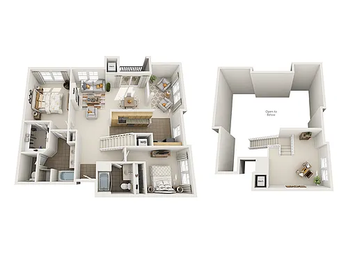 Floor plan Two Bedroom with Loft B2NL