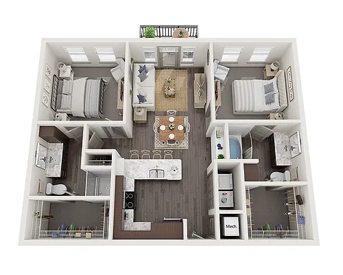 Floor plan Two Bedroom B2B