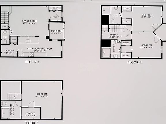 3 floors plan