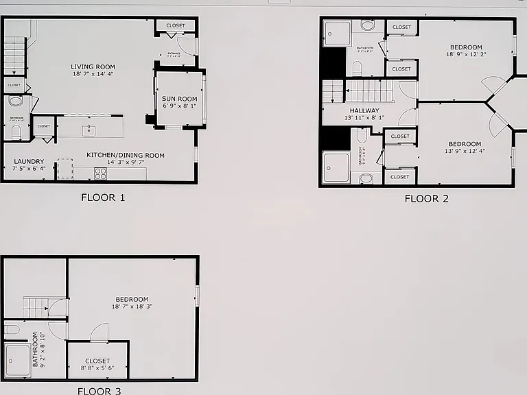 3 floors plan