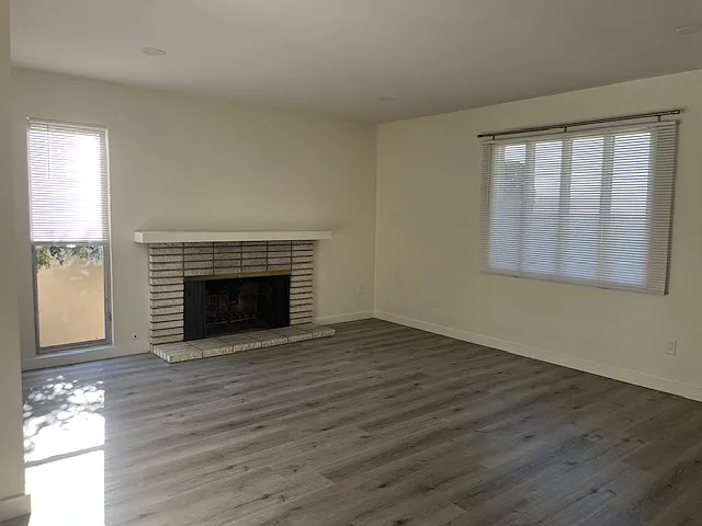 Living room and fireplace