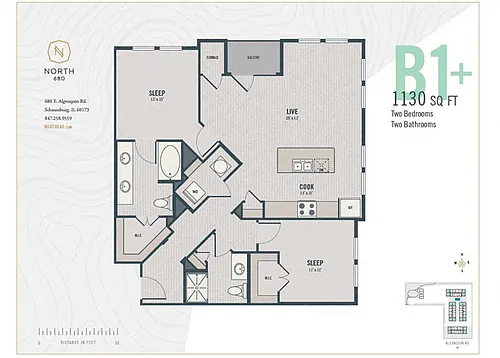 Floor plan B1 Plus - Two Bedroom