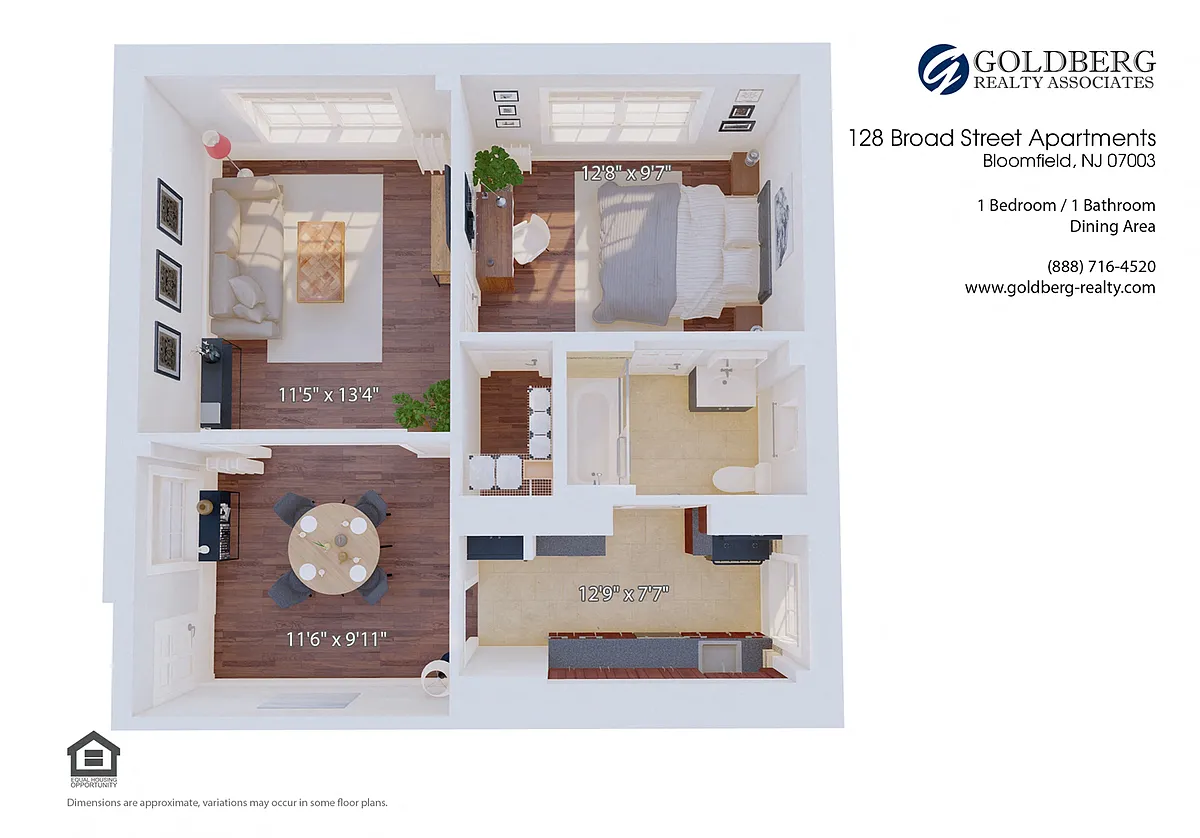 Floor plan One Bedroom Dining Area